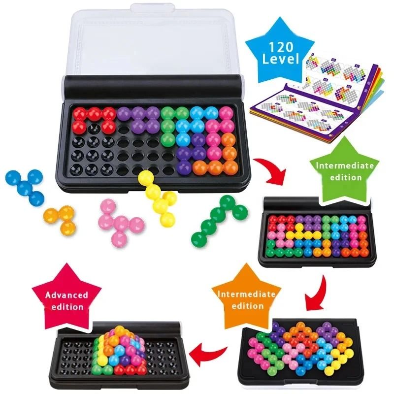 120 Challenges IQ Pyramid Puzzle Board Game for Kids
