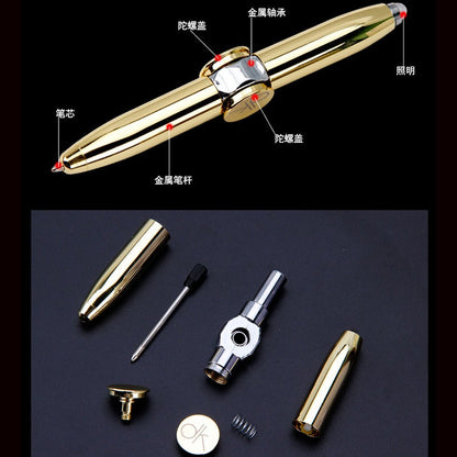 Fashionable Office Supplies LED Pen Fingertip Gyro Rotating Decompression Metal Ballpoint Pen