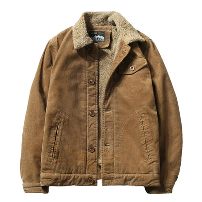 High-Quality Warm Parka Jackets for Men, Korean Fashion Winter Plus Velvet Corduroy Cotton Jacket