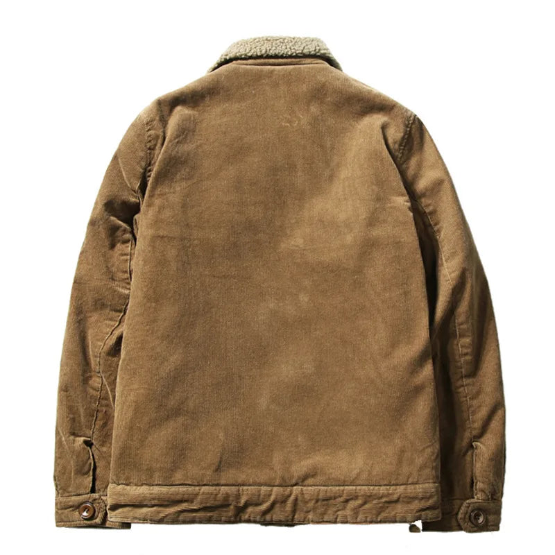 High-Quality Warm Parka Jackets for Men, Korean Fashion Winter Plus Velvet Corduroy Cotton Jacket