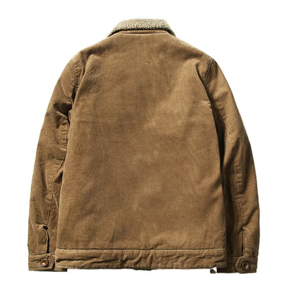 High-Quality Warm Parka Jackets for Men, Korean Fashion Winter Plus Velvet Corduroy Cotton Jacket