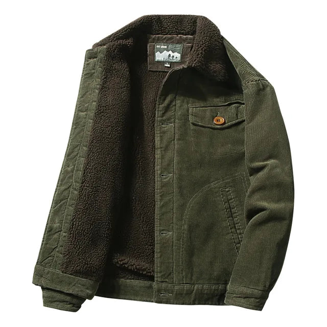 High-Quality Warm Parka Jackets for Men, Korean Fashion Winter Plus Velvet Corduroy Cotton Jacket
