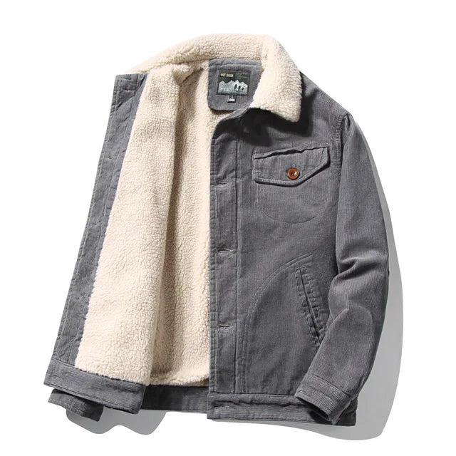 High-Quality Warm Parka Jackets for Men, Korean Fashion Winter Plus Velvet Corduroy Cotton Jacket