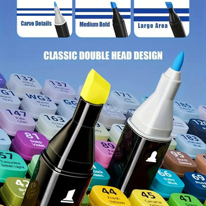 Permanent Dual Tip Art Markers Set for Drawing Sketching Comics Design Vibrant Artist Ink Pens