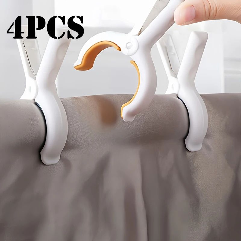 Windproof Beach Towel Clips 2/4 pcs per Pack – Heavy-Duty Plastic Quilt & Clothes Hangers for Drying and Outdoor Use