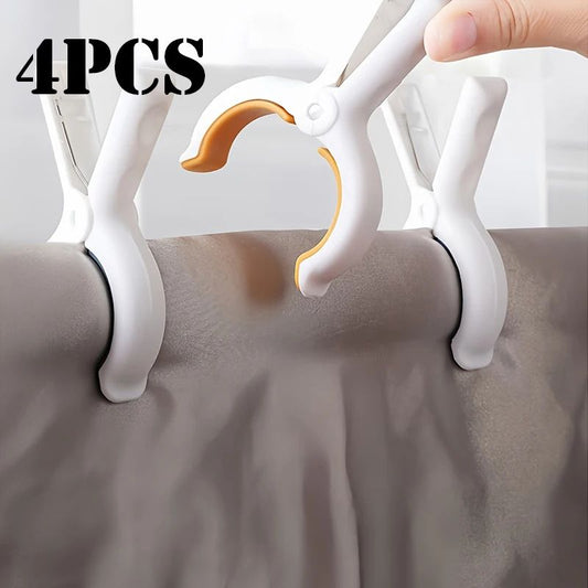 Windproof Beach Towel Clips 2/4 pcs per Pack – Heavy-Duty Plastic Quilt & Clothes Hangers for Drying and Outdoor Use