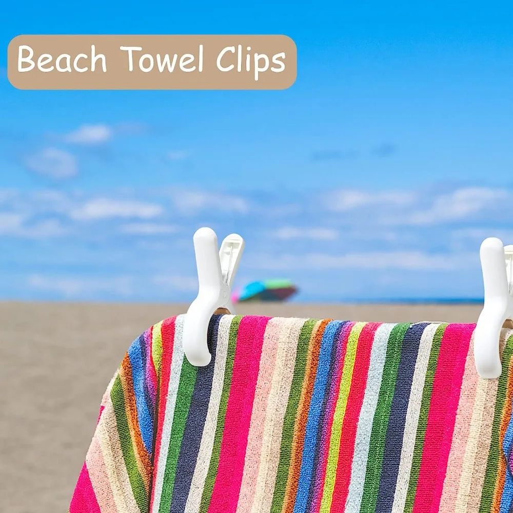 Windproof Beach Towel Clips 2/4 pcs per Pack – Heavy-Duty Plastic Quilt & Clothes Hangers for Drying and Outdoor Use