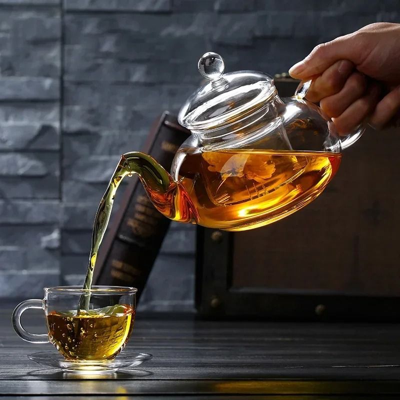 Heat Resistant Borosilicate Glass Tea Pot With Filter