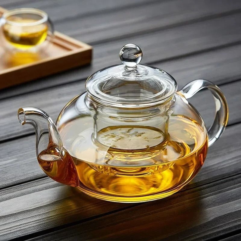 Heat Resistant Borosilicate Glass Tea Pot With Filter
