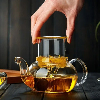 Heat Resistant Borosilicate Glass Tea Pot With Filter
