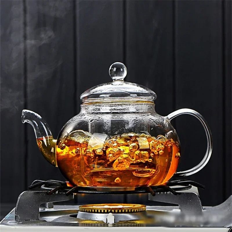 Heat Resistant Borosilicate Glass Tea Pot With Filter