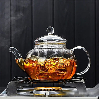 Heat Resistant Borosilicate Glass Tea Pot With Filter