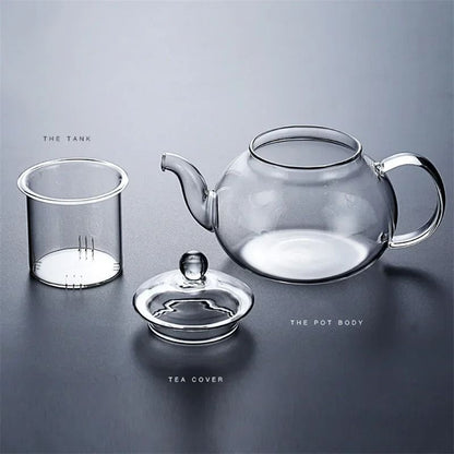 Heat Resistant Borosilicate Glass Tea Pot With Filter