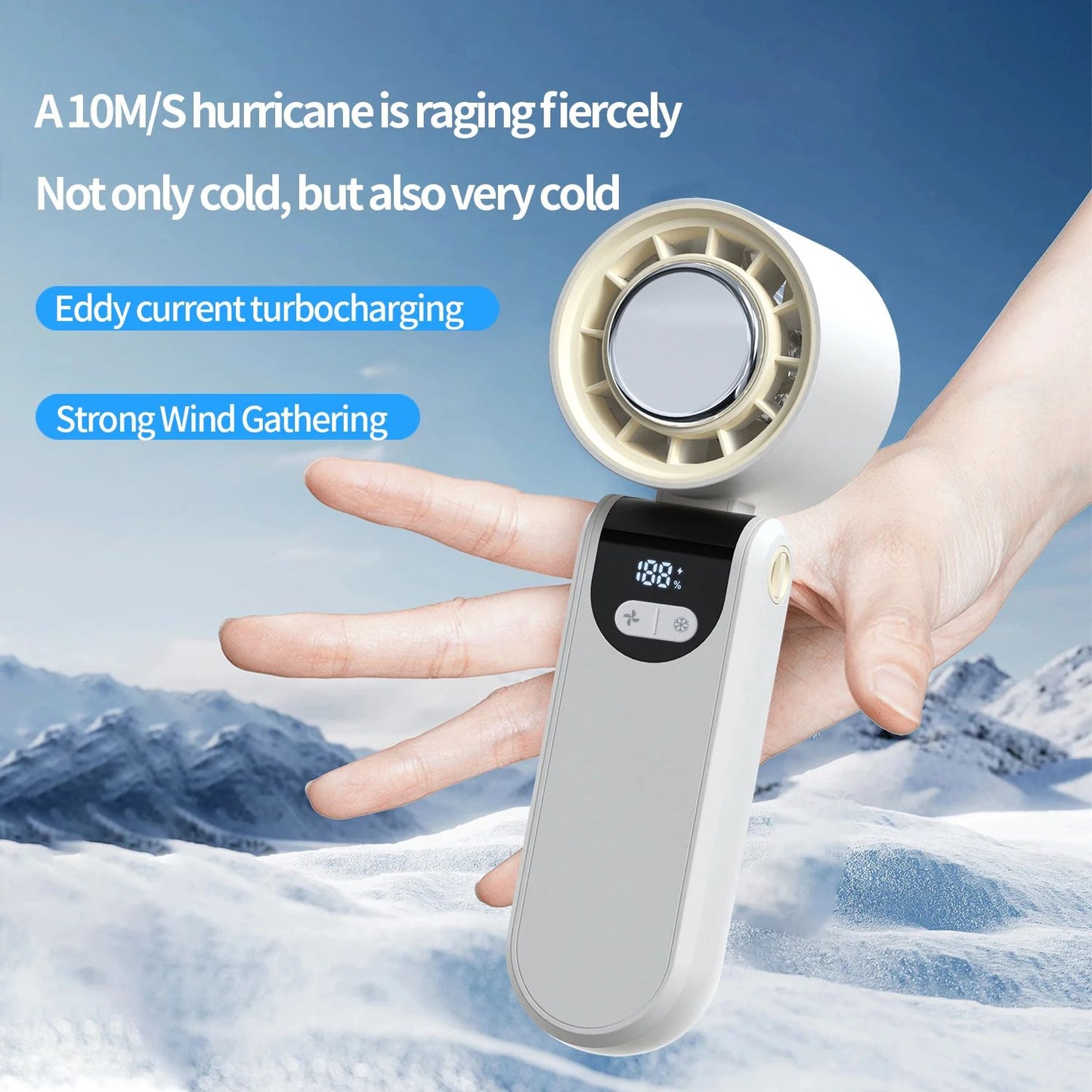 Portable Folding Handheld Fan with Cooling Display