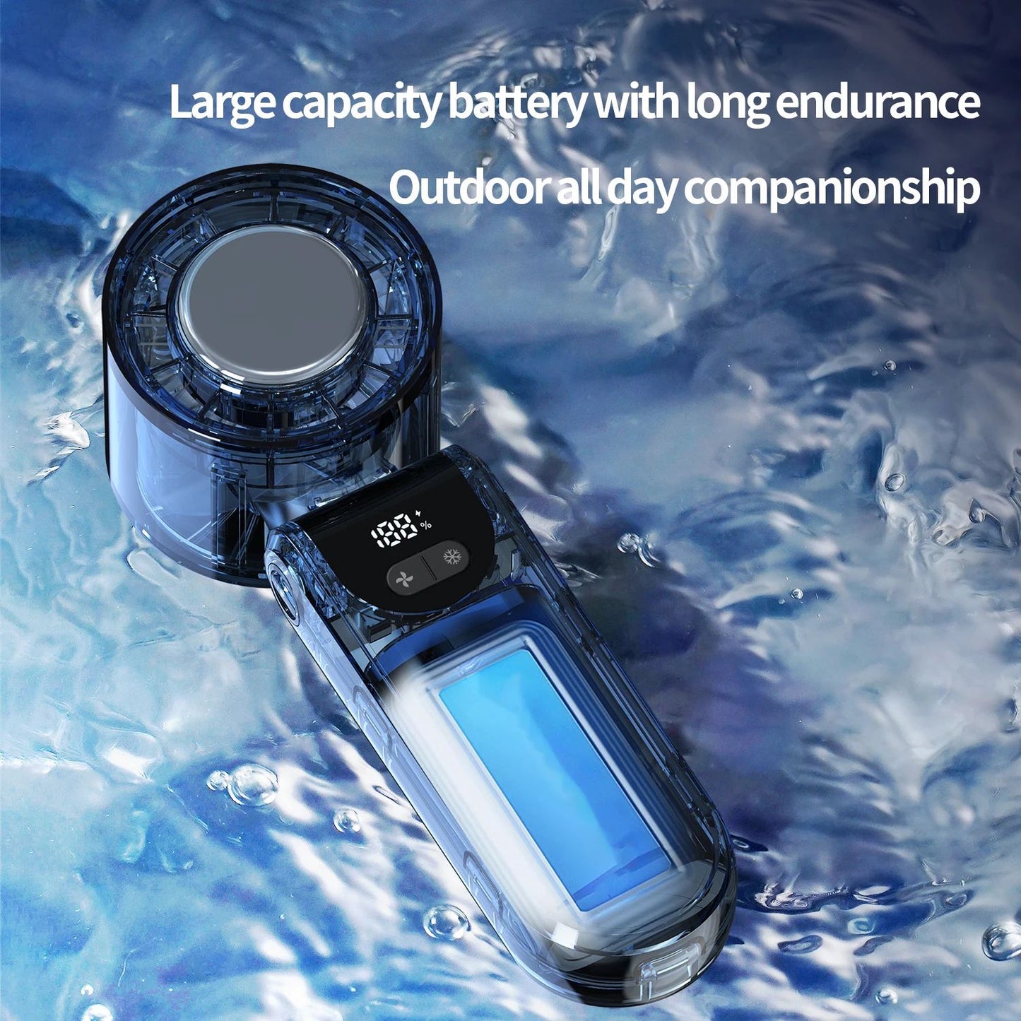 Portable Folding Handheld Fan with Cooling Display