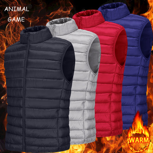 Lightweight Casual Vest for Men, Autumn Sleeveless Jacket with Zipper, Outdoor Cotton Vest with Pockets