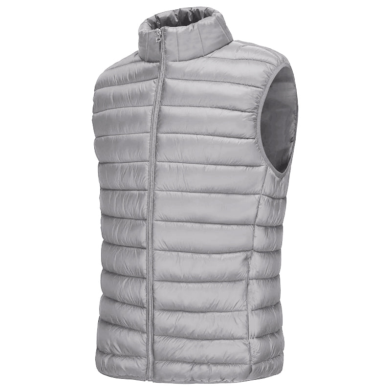 Lightweight Casual Vest for Men, Autumn Sleeveless Jacket with Zipper, Outdoor Cotton Vest with Pockets