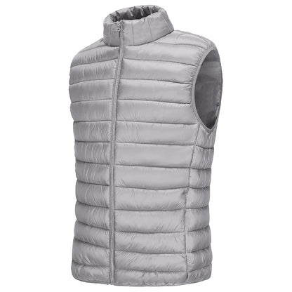 Lightweight Casual Vest for Men, Autumn Sleeveless Jacket with Zipper, Outdoor Cotton Vest with Pockets