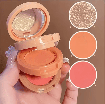 Three in One Makeup Palette Blush Highlighter Contour Set for Flawless Glow