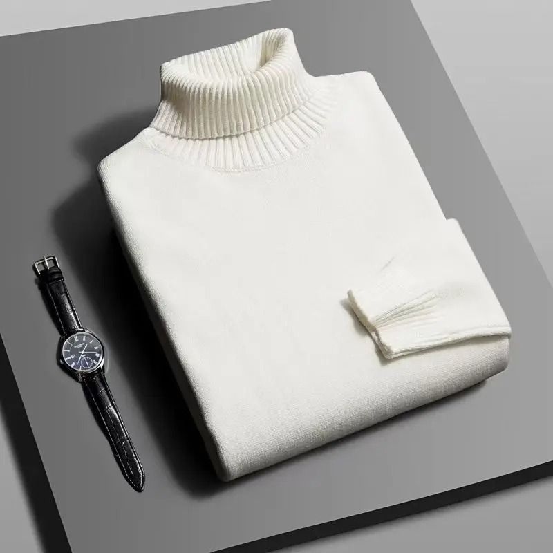 Mens Slim Fit Knitted Turtleneck Sweater for Autumn and Winter