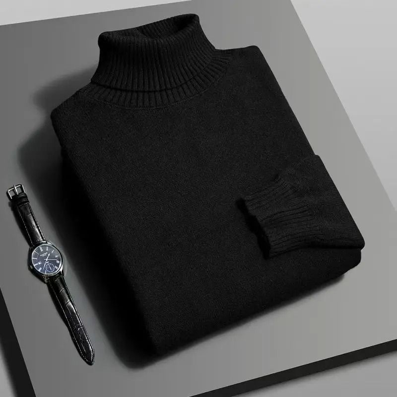 Mens Slim Fit Knitted Turtleneck Sweater for Autumn and Winter