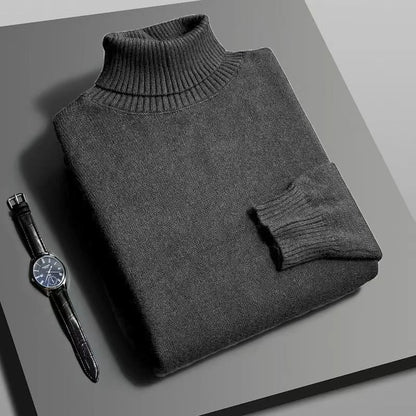 Mens Slim Fit Knitted Turtleneck Sweater for Autumn and Winter