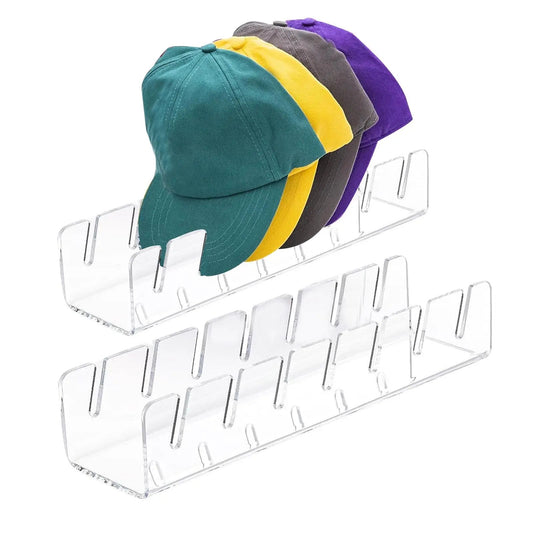 Acrylic Hat Storage Rack with Slots – Clear Baseball Cap Display Organizer for Bedroom & Closet