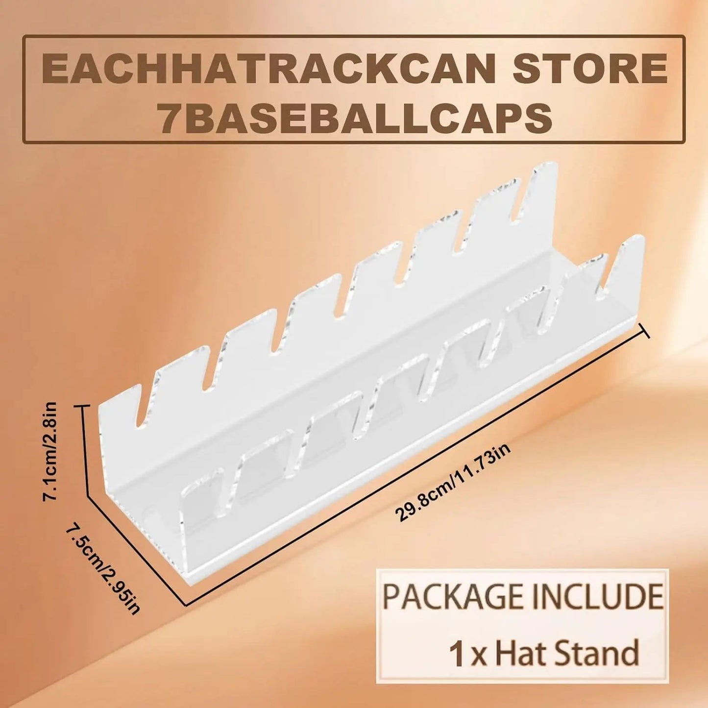 Acrylic Hat Storage Rack with Slots – Clear Baseball Cap Display Organizer for Bedroom & Closet