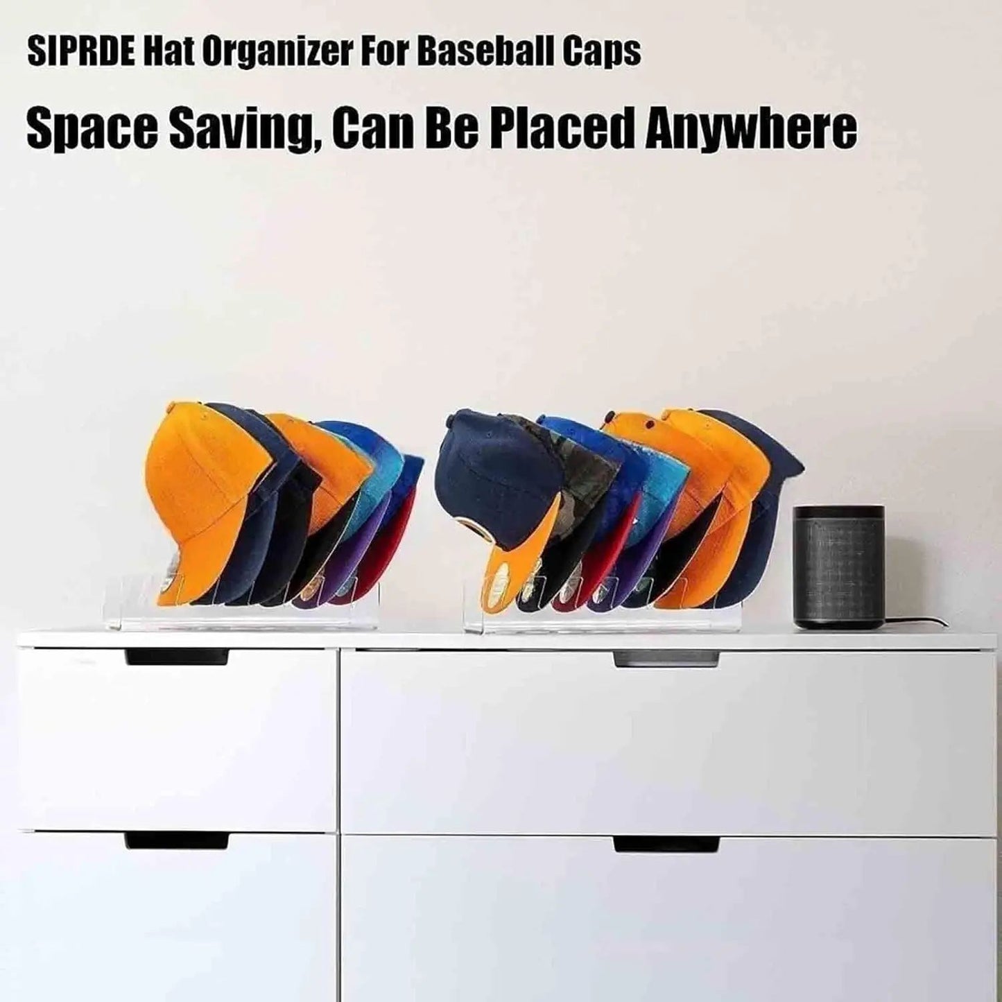 Acrylic Hat Storage Rack with Slots – Clear Baseball Cap Display Organizer for Bedroom & Closet