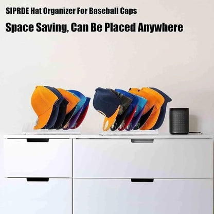 Acrylic Hat Storage Rack with Slots – Clear Baseball Cap Display Organizer for Bedroom & Closet