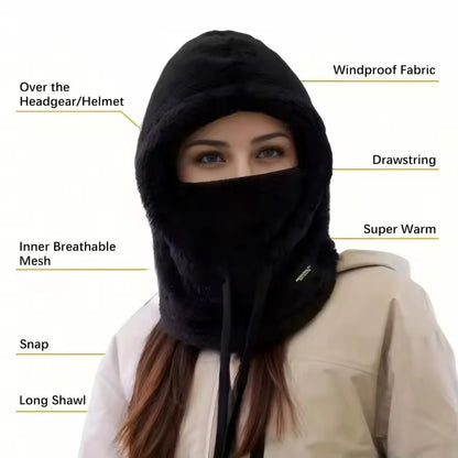 Warm Thermal Windproof Balaclava Ski Hood, Motorcycle Face Cover, Polar Fleece Adjustable Cycling Neck Cover, Full Face