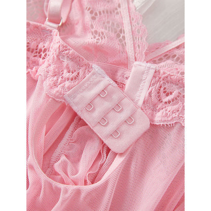 Women's Sexy Lingerie Hot Night Dress, Suspender Suit, Ultra-thin Summer Nightgown, Lace Thong Sets