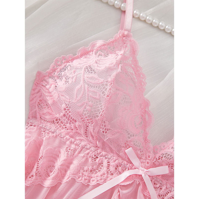 Women's Sexy Lingerie Hot Night Dress, Suspender Suit, Ultra-thin Summer Nightgown, Lace Thong Sets