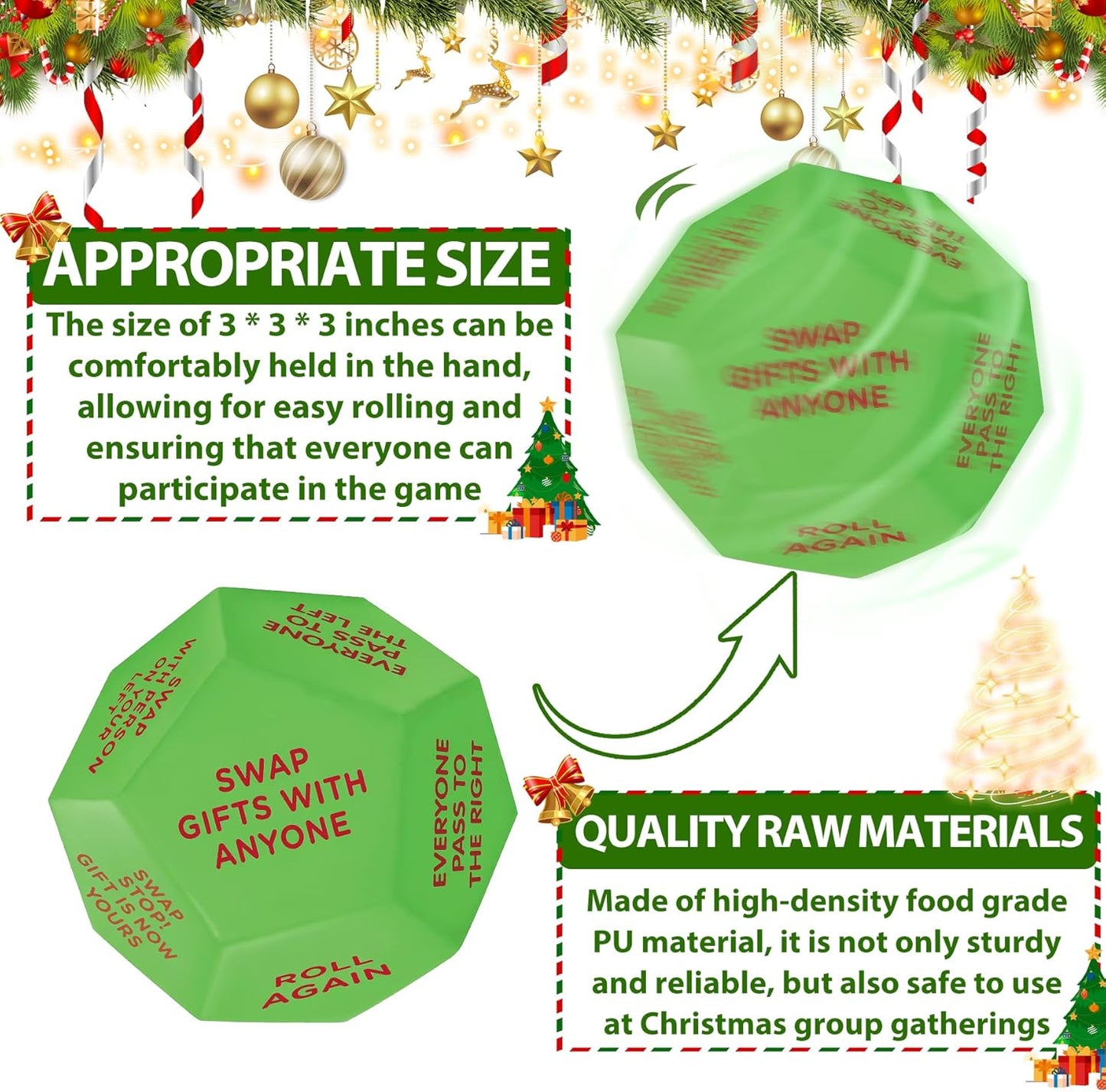 Large Exchange Dice for Xmas, Santa Swap Gift Exchange Family Game