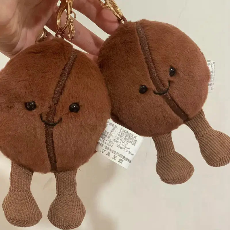 Smiling Coffee Bean Stuffed Plush Doll Key Chain Soft Food Xmas Gifts for Girls