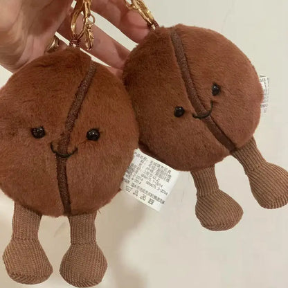 Smiling Coffee Bean Stuffed Plush Doll Key Chain Soft Food Xmas Gifts for Girls