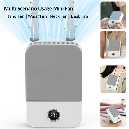 Portable Waist Fan, Outdoor Mini Hanging Neck Fan, Strong Wind, Blade-less Waist Neck Fan, Air Cooler, USB Fan