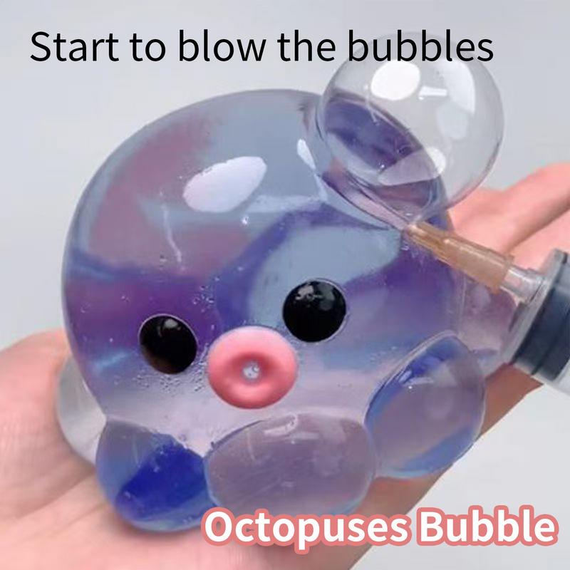 Bubble Hairstyle Game for Kids, Clear Crystal Octopus Hand Relax Toy, Squeeze Fidget Toy