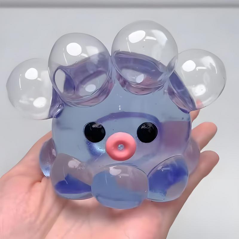 Bubble Hairstyle Game for Kids, Clear Crystal Octopus Hand Relax Toy, Squeeze Fidget Toy