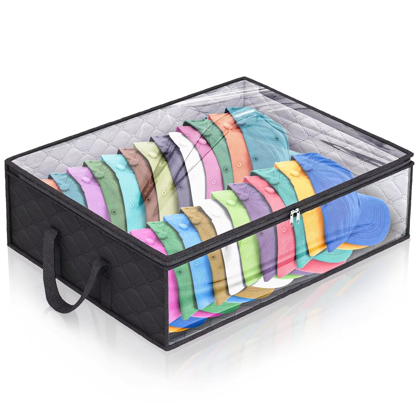Baseball Cap Storage Organizer – Wide Foldable Hat Rack with Handles, Holds Up to 40 Hats