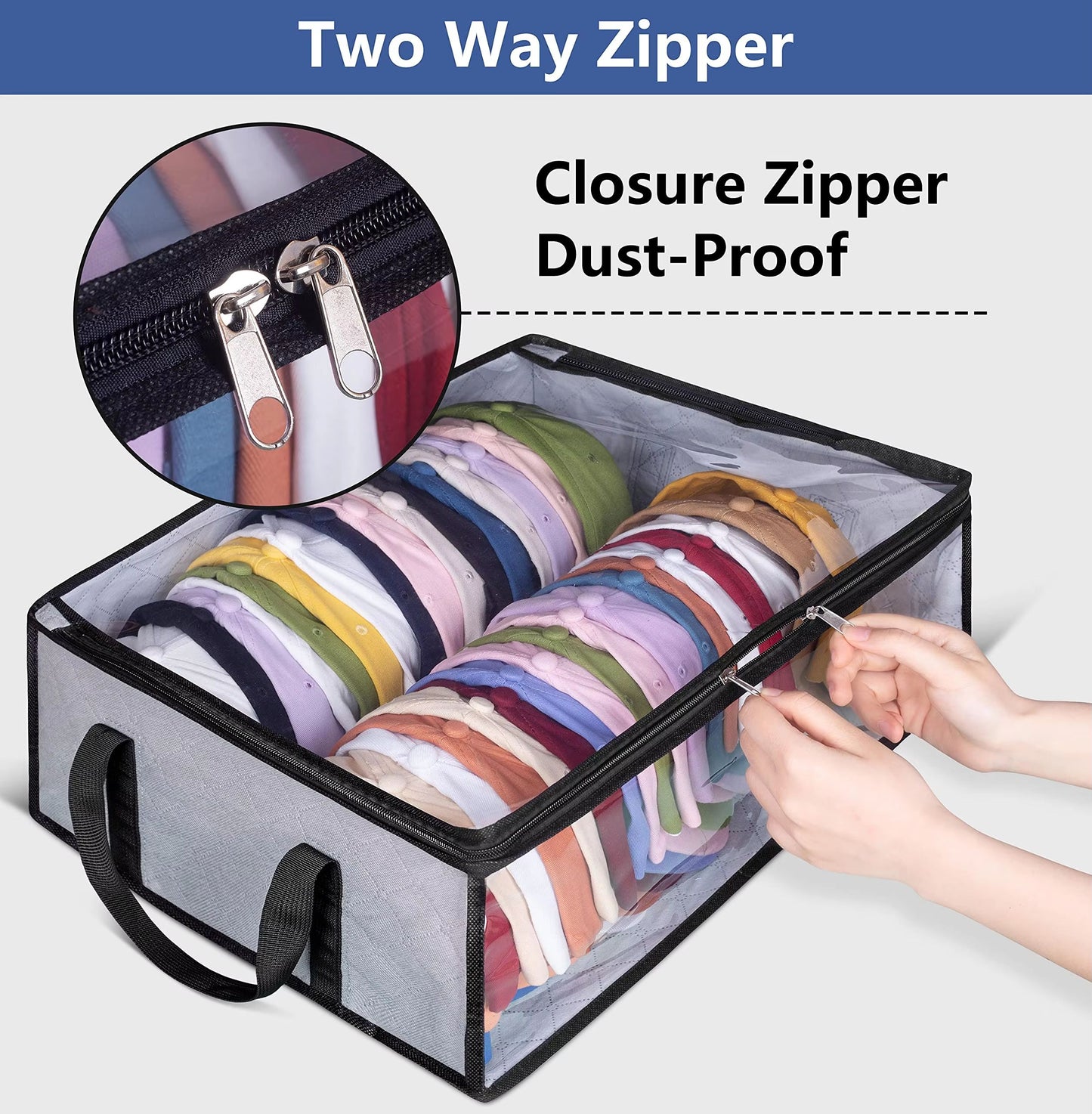 Baseball Cap Storage Organizer – Wide Foldable Hat Rack with Handles, Holds Up to 40 Hats