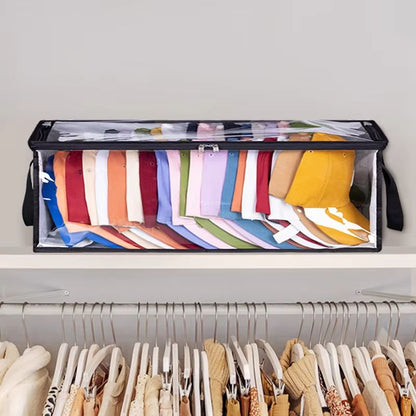 Baseball Cap Storage Organizer – Wide Foldable Hat Rack with Handles, Holds Up to 40 Hats