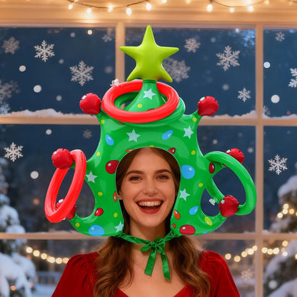Inflatable Christmas Ring Toss Headband Party Game