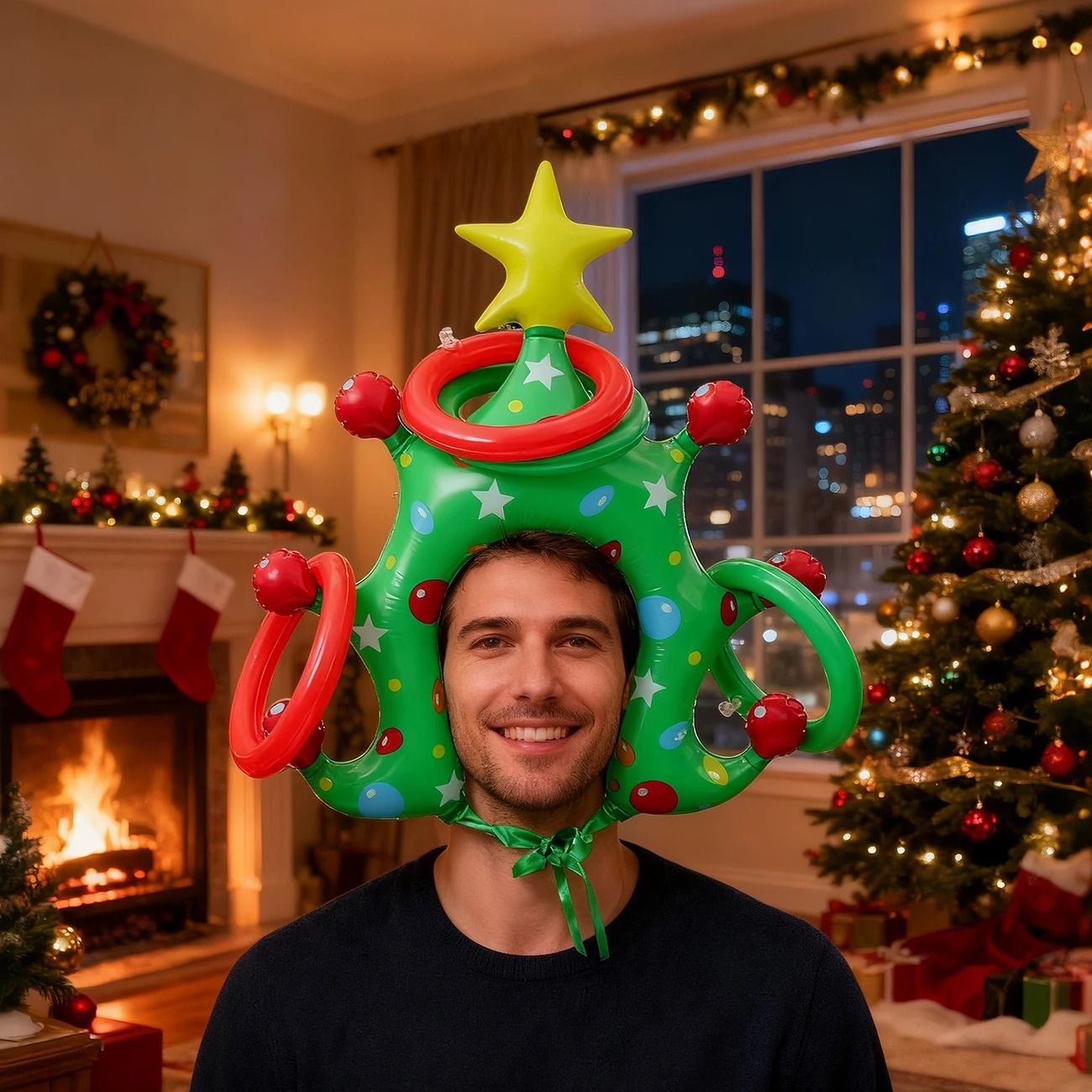 Inflatable Christmas Ring Toss Headband Party Game