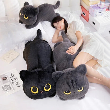 Cuddly Black Cat Plush Toy Doll, Cute Big Pillow Cushion for Boys, Girls, Birthday Gifts