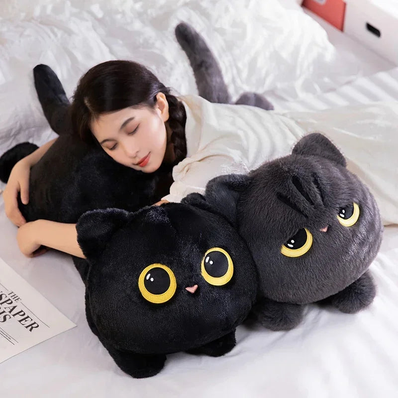 Cuddly Black Cat Plush Toy Doll, Cute Big Pillow Cushion for Boys, Girls, Birthday Gifts