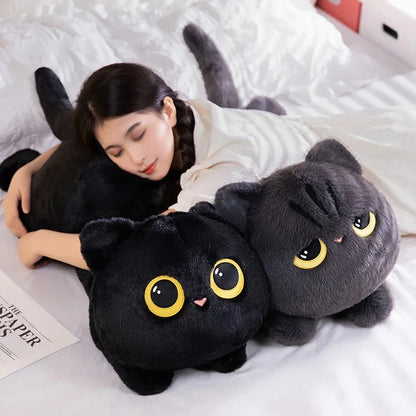 Cuddly Black Cat Plush Toy Doll, Cute Big Pillow Cushion for Boys, Girls, Birthday Gifts