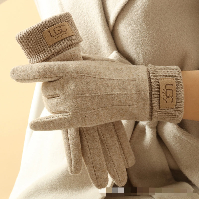 Winter Woolen Gloves for Women, Cold Protection Cashmere Gloves, Full Finger Touch Screen Mittens