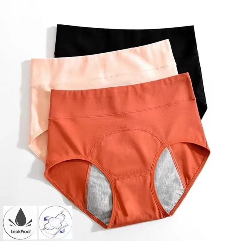 Womens High Waist Menstrual Panties Leakproof Cotton Period Underwear