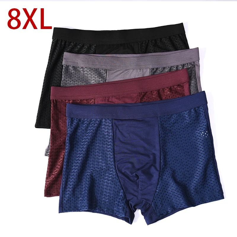Plus Size Bamboo Fiber Mens Boxer Briefs Breathable Comfort Fit 4 Pack
